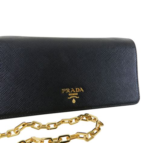 prada leather iphone chain wallet|authentic prada wallet.